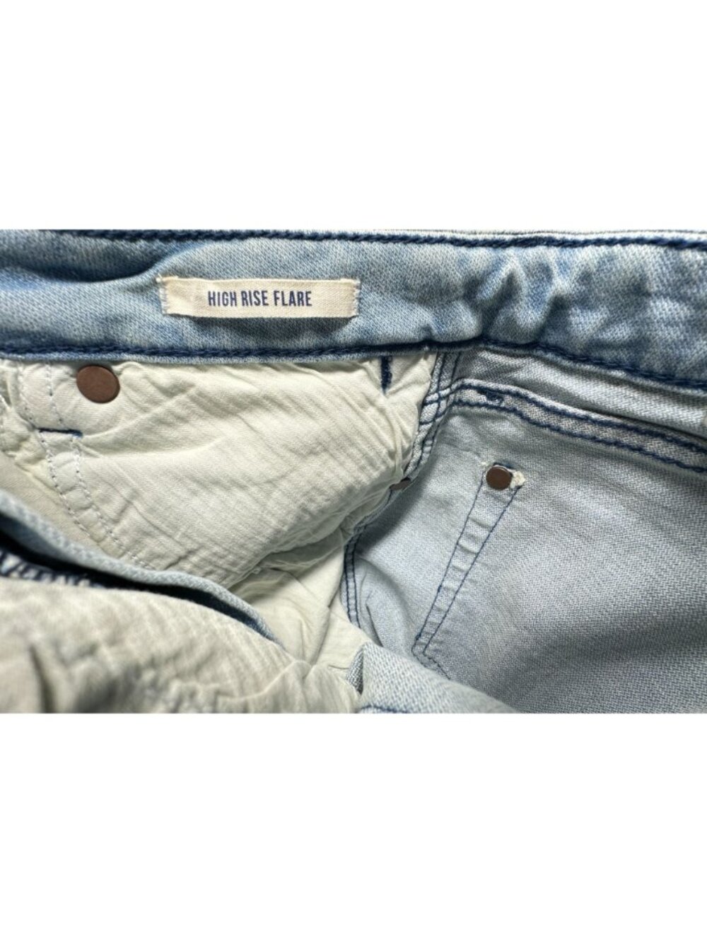 Wrangler Flare Jeans Size 29 x 34 Light Wash Blue Geometric Embroidery Retro - Picture 10 of 10